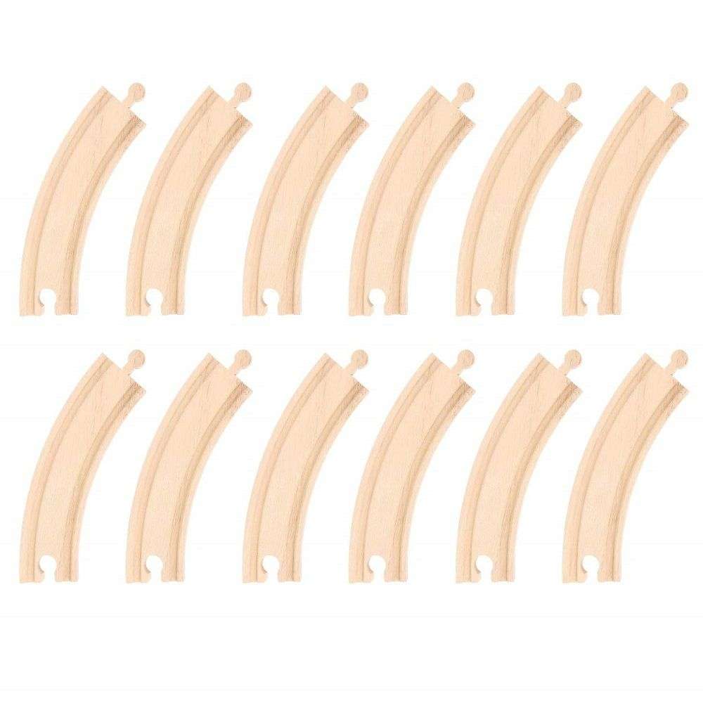Wooden Railway Long Curves Track Pack of 12 – Compatible with Bigjigs Rail