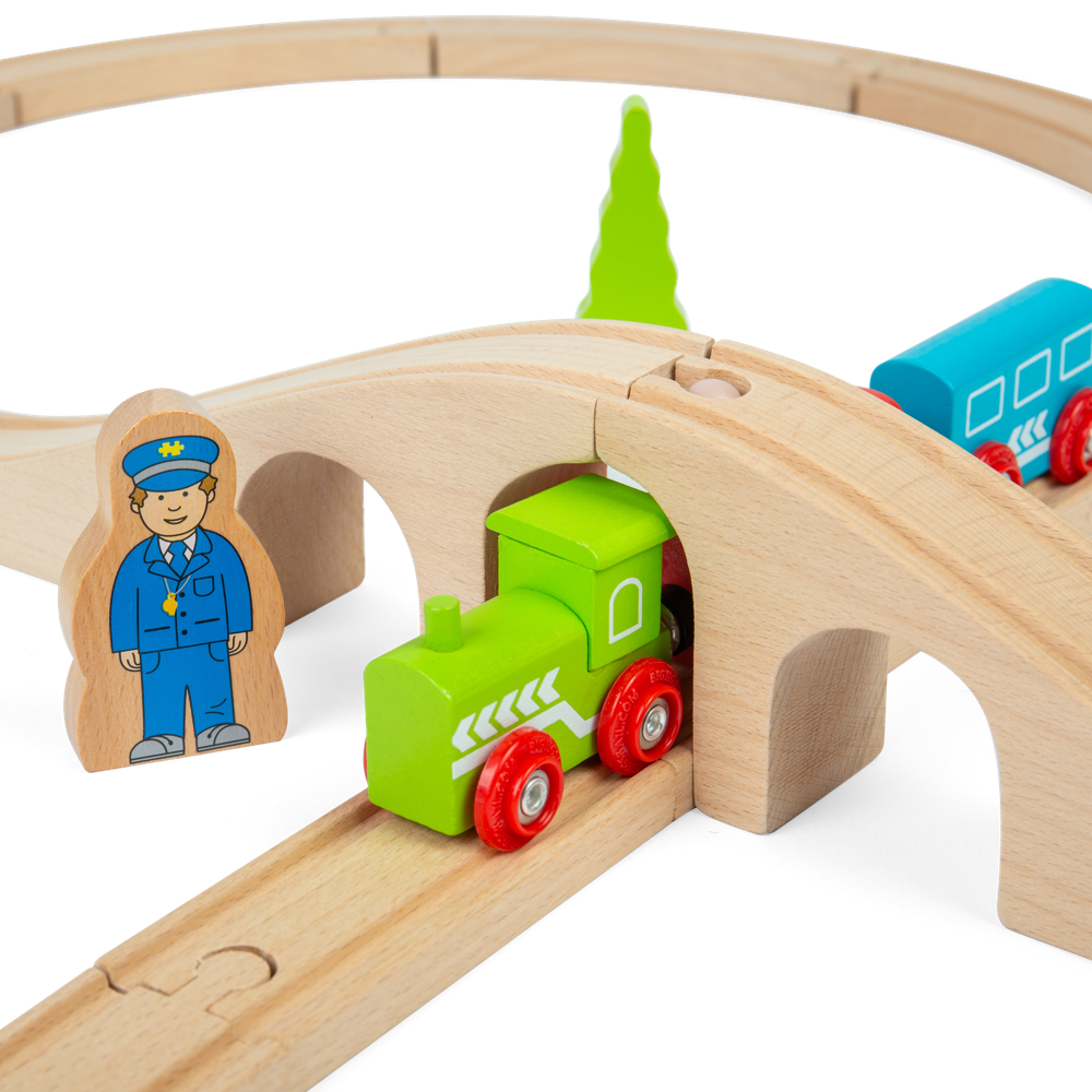 Figure of Eight Wooden Train Set for Kids with Track and Accessories