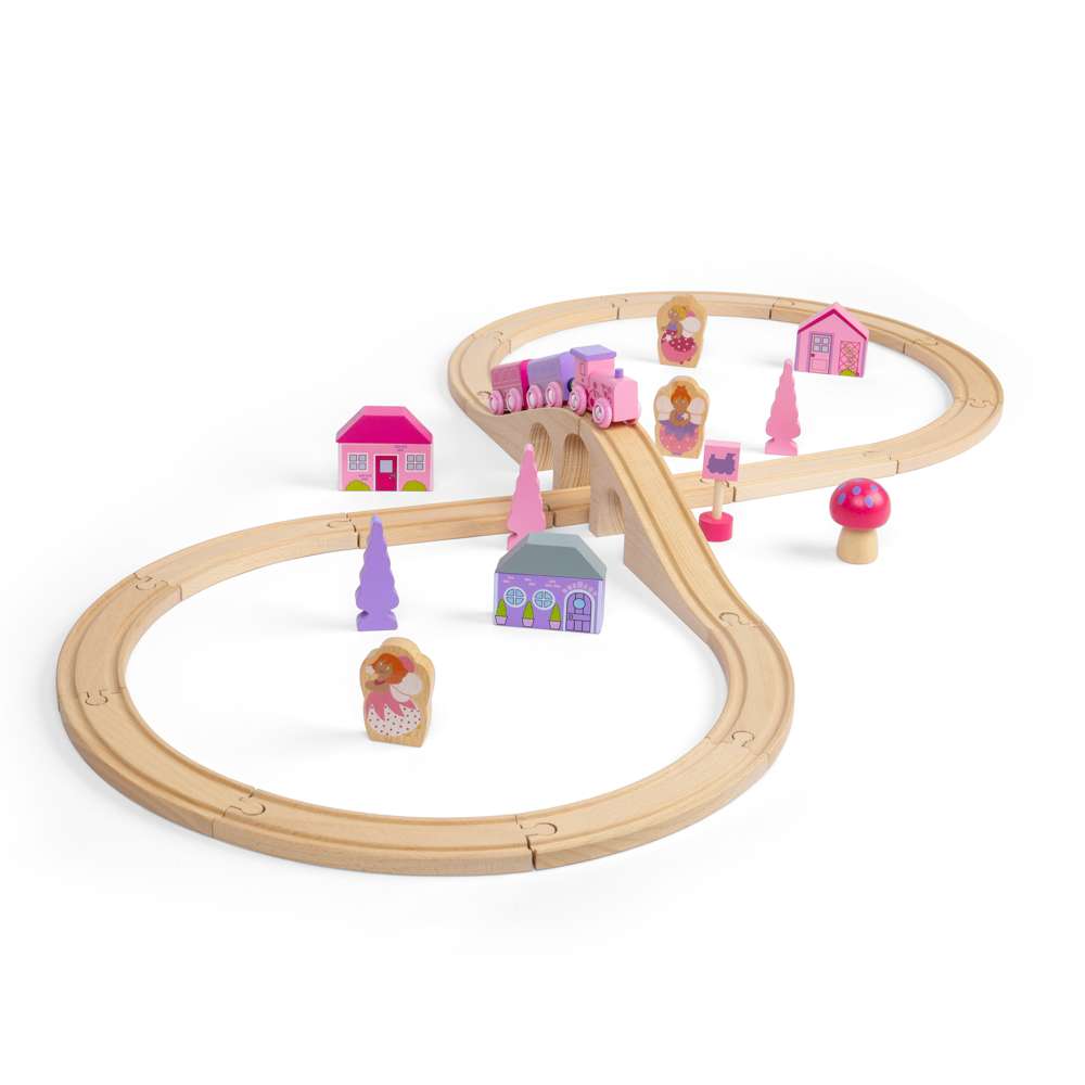 Fairy Wooden Train Set for Kids with Track and Accessories 35 Piece
