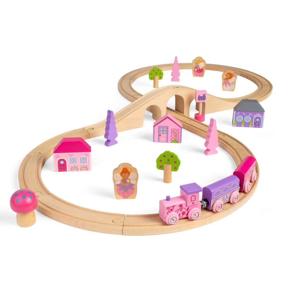 Fairy Wooden Train Set for Kids with Track and Accessories 35 Piece