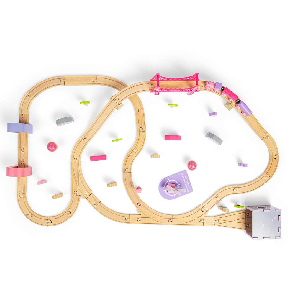 Fairy Town Wooden Train Set for Kids with 75 Pieces and Fairy Accessories