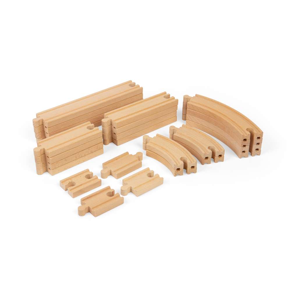 Curves and Straights Wooden Train Track Expansion Pack – 24 Pieces