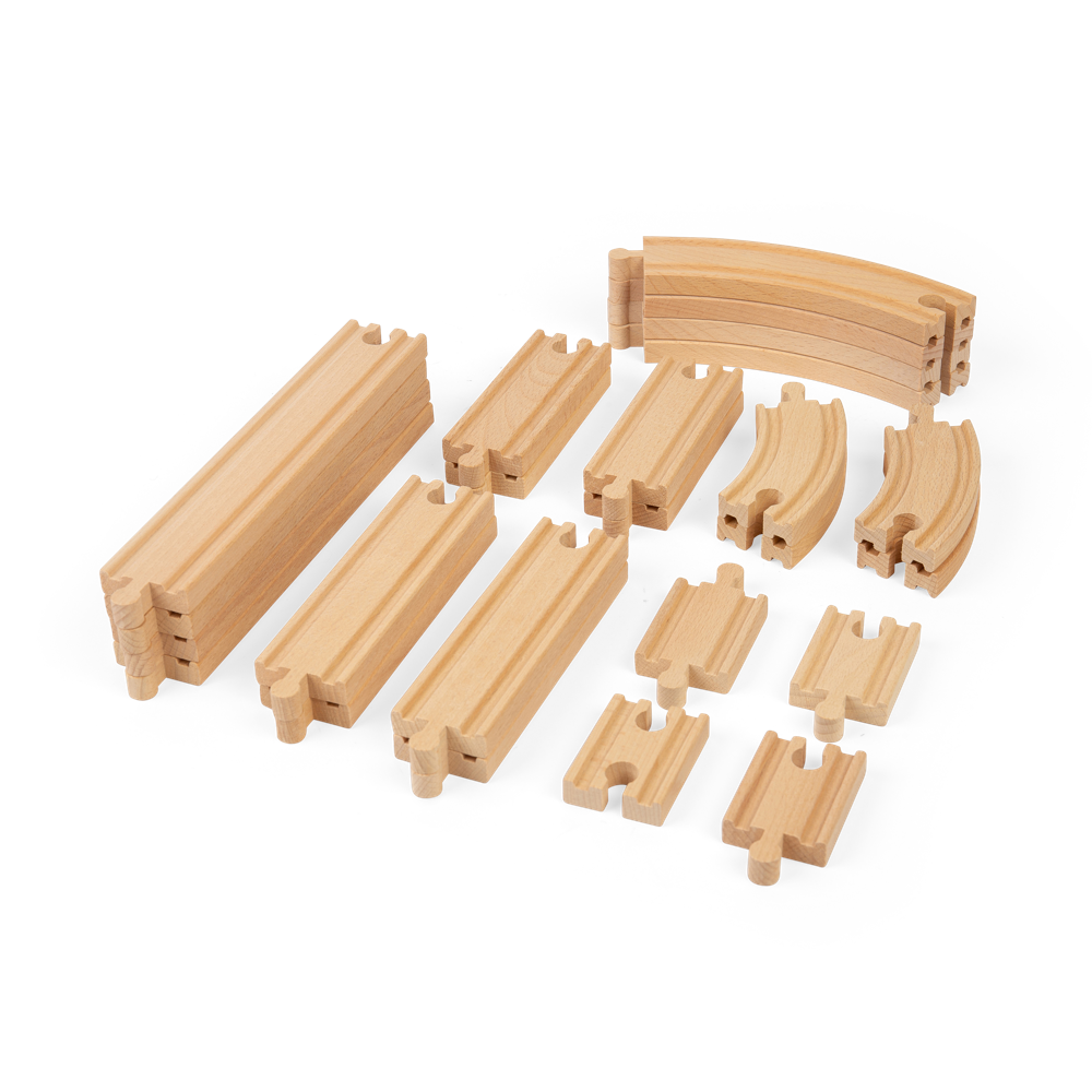 Curves and Straights Wooden Train Track Expansion Pack – 24 Pieces