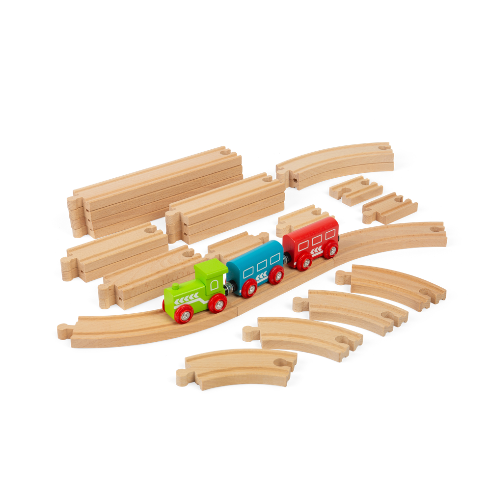 Curves and Straights Wooden Train Track Expansion Pack – 24 Pieces