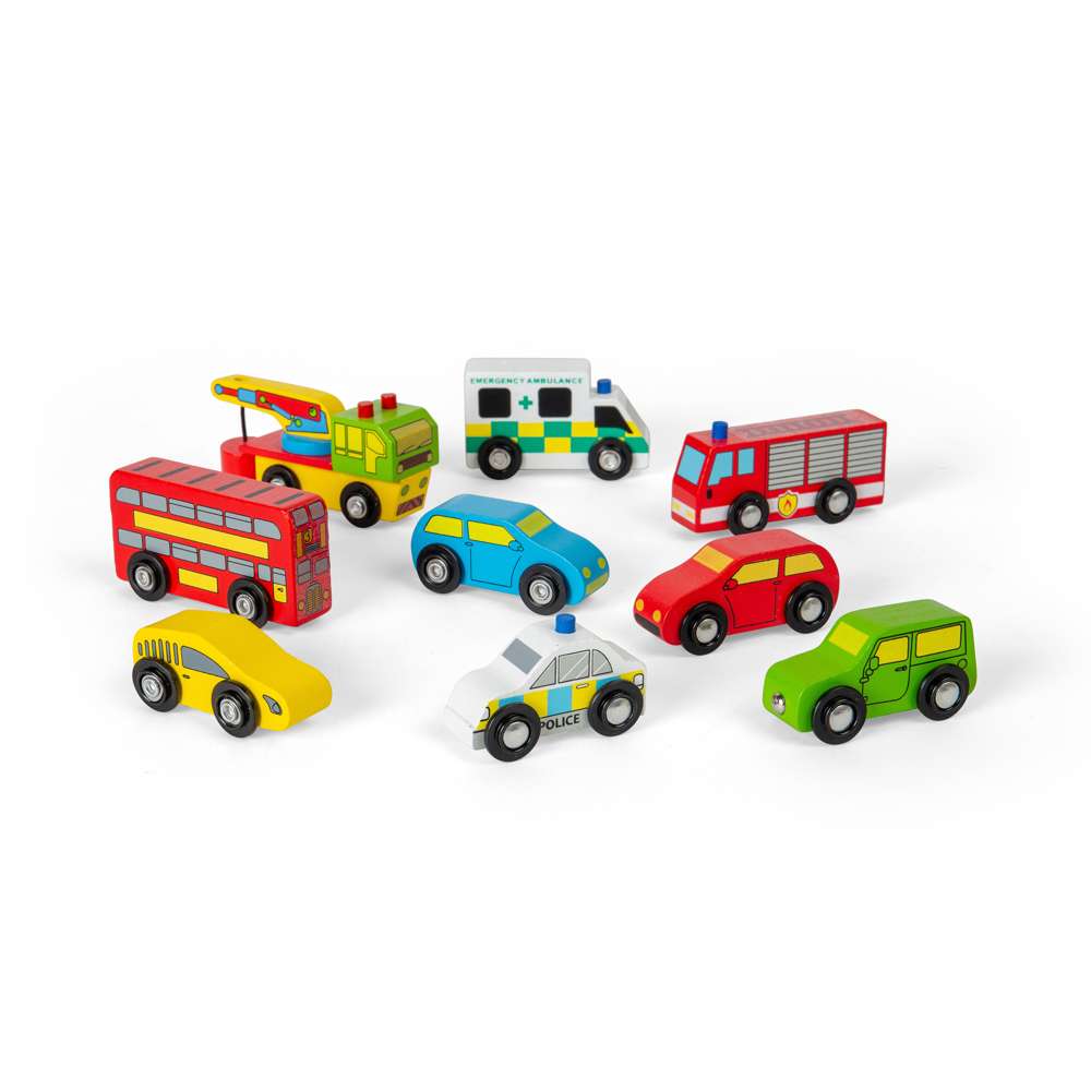 Wooden Railway Vehicle Pack – Compatible Train Set Accessory, 9 Pieces