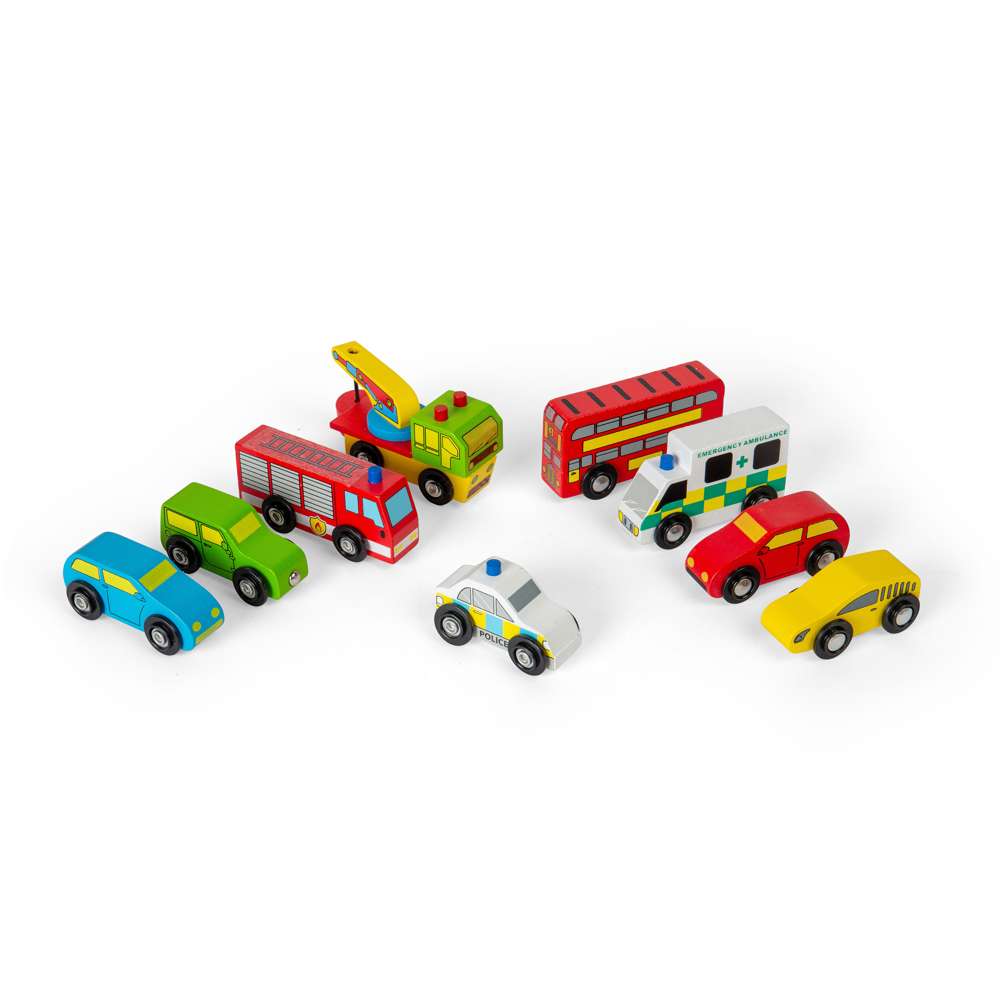 Wooden Railway Vehicle Pack – Compatible Train Set Accessory, 9 Pieces