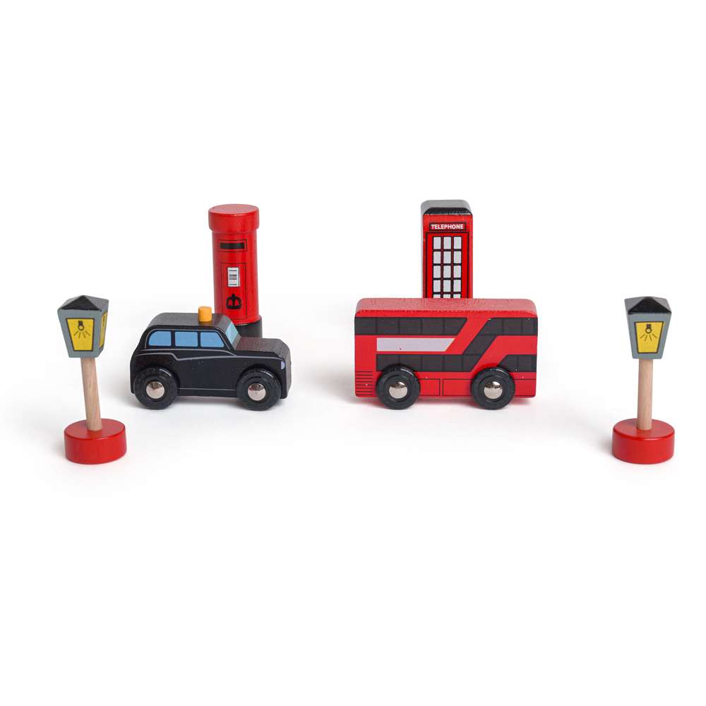 Bigjigs Wooden Road Signs Pack – Kids Traffic Playset Accessories 18pcs