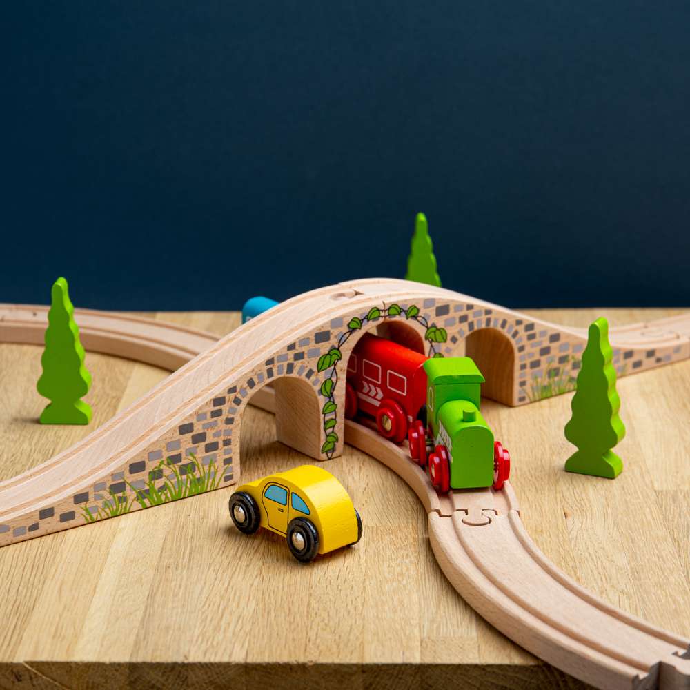 Three Arch Bridge for Wooden Train Set – Compatible Railway Accessory