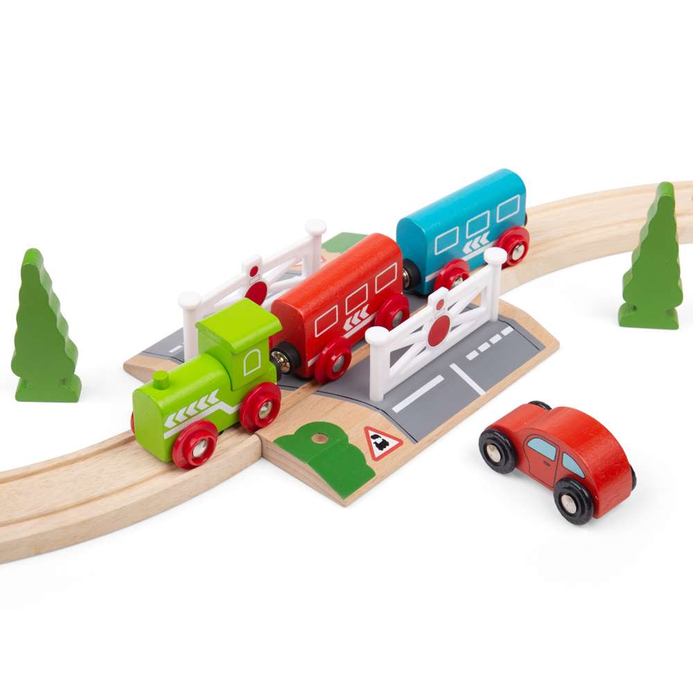 Wooden Level Crossing – Compatible Train Track Accessory for Kids