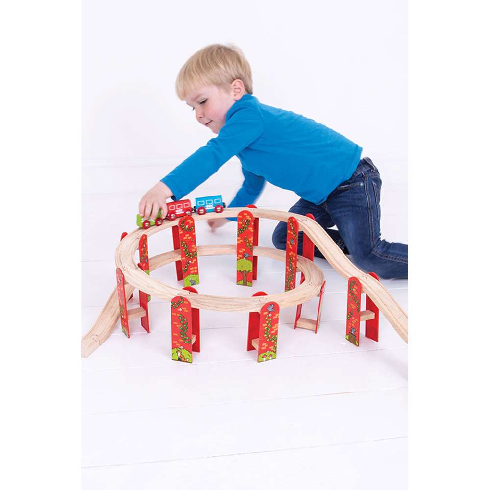 High Level Track Expansion Pack – Wooden Train Set Accessory 27 Piece