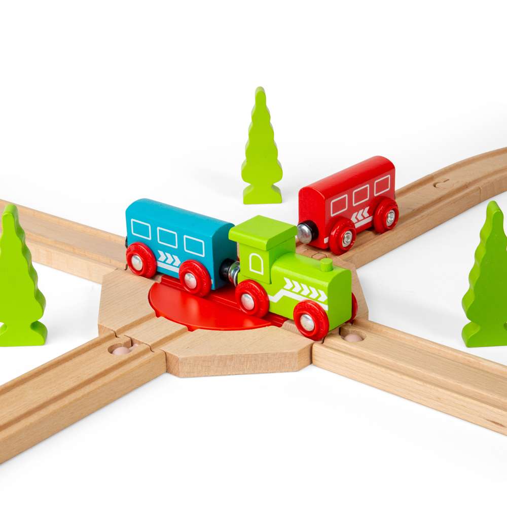 4 Way Turntable – Wooden Train Set Accessory Compatible with Major Brands