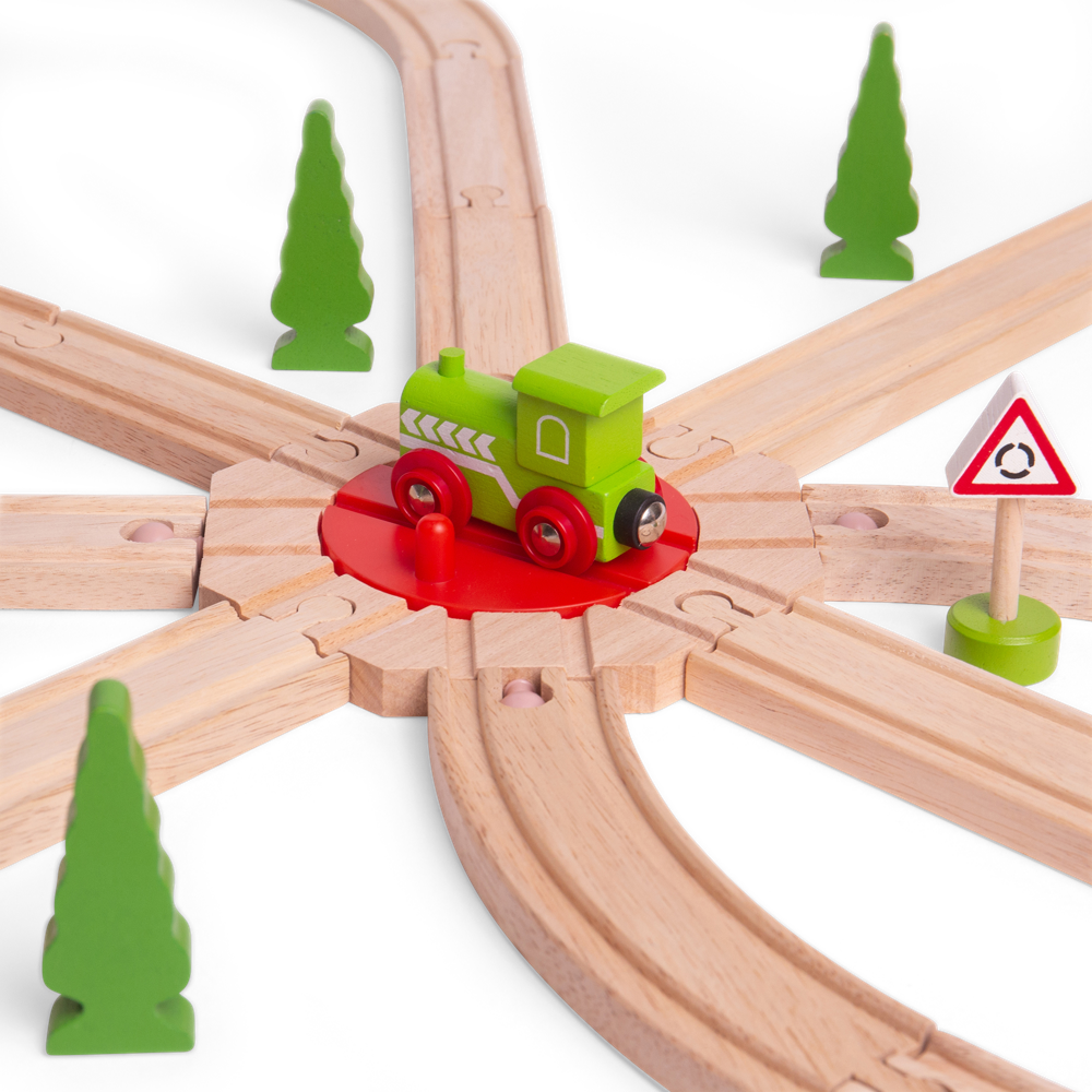 8 Way Wooden Train Turntable – Compatible with Bigjigs Rail Tracks