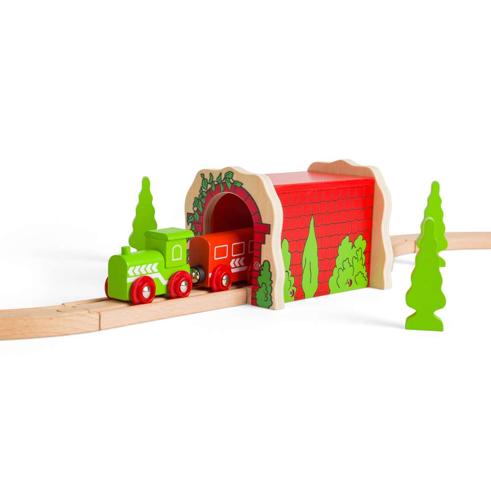 Red Brick Tunnel for Wooden Railway – Compatible Train Track Accessory