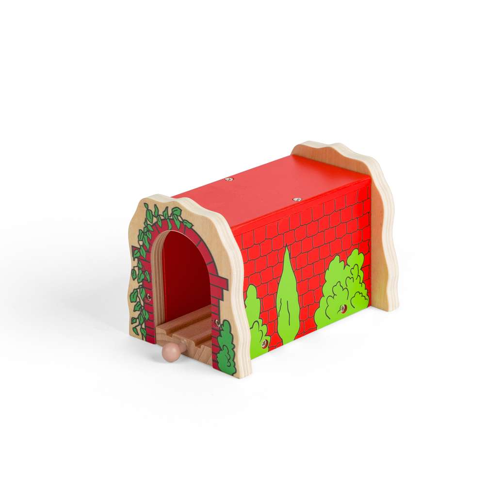 Red Brick Tunnel for Wooden Railway – Compatible Train Track Accessory