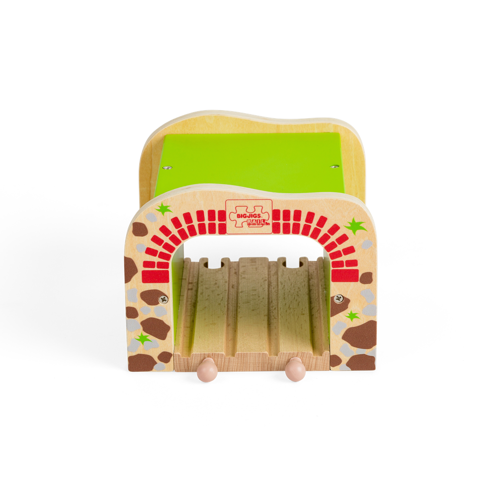 Double Tunnel Wooden Train Accessory – Compatible with Wooden Railway Sets