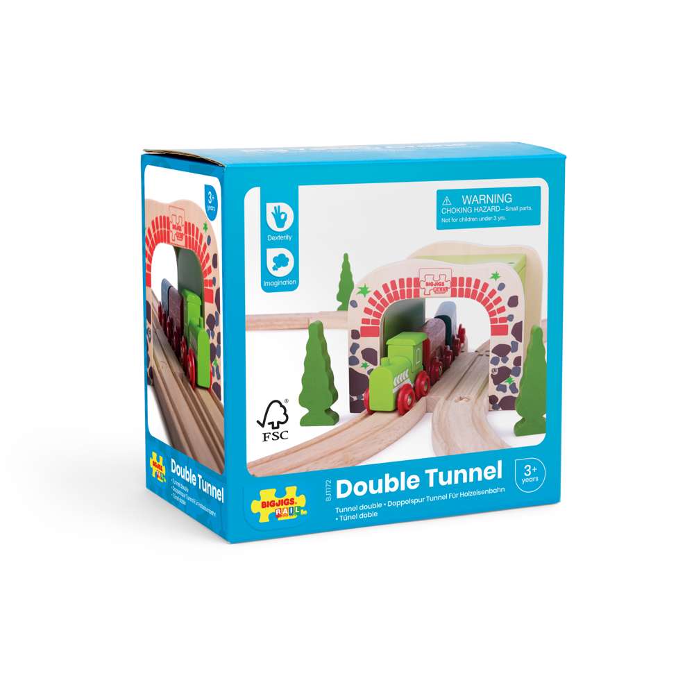 Double Tunnel Wooden Train Accessory – Compatible with Wooden Railway Sets