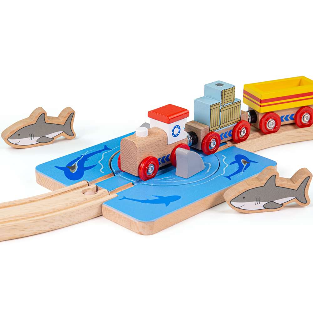 Shark Attack Wooden Train Track – Compatible with Wooden Railway Sets