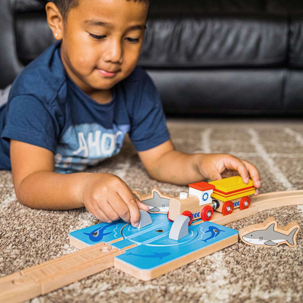 Shark Attack Wooden Train Track – Compatible with Wooden Railway Sets