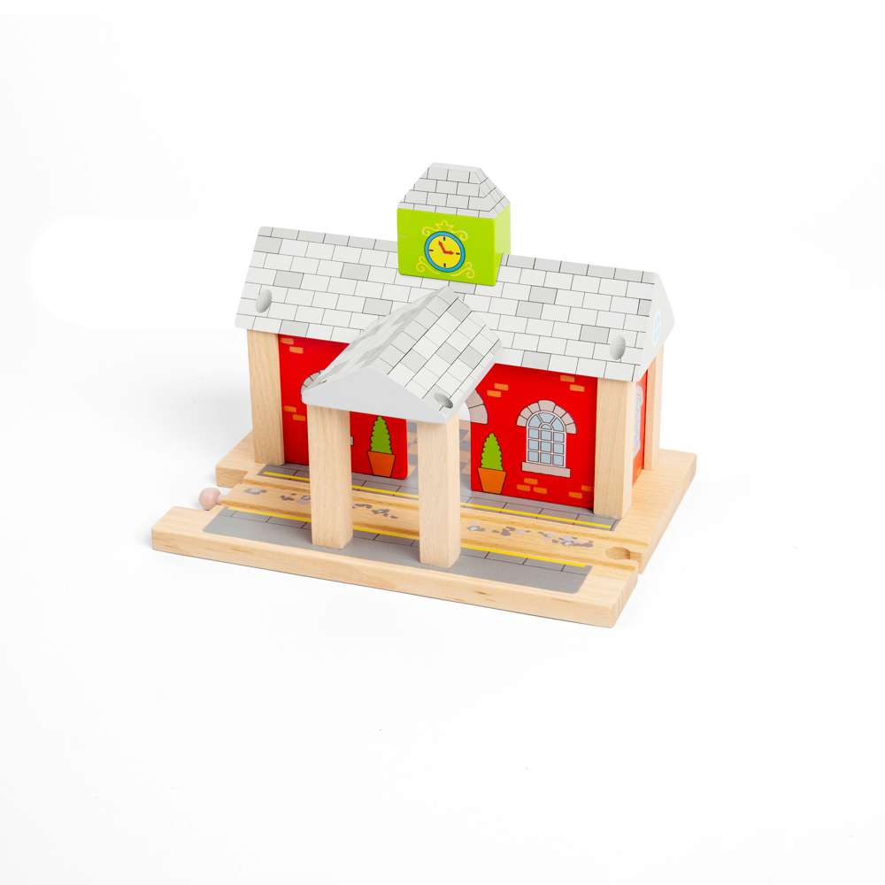 Wooden Railway Station – Toy Train Accessory Compatible with Major Brands