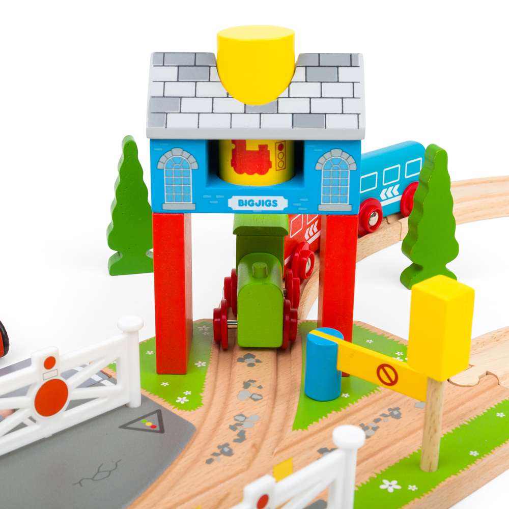 Wooden Signal Box – Toy Train Accessory, Railway Safety, Compatible Tracks