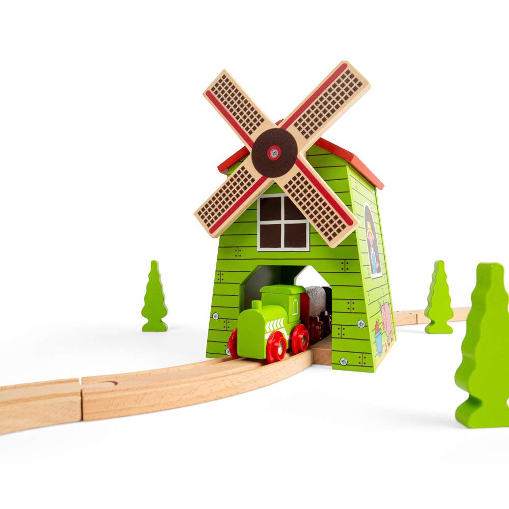 Country Windmill – Wooden Train Set Accessory, Compatible with Railways