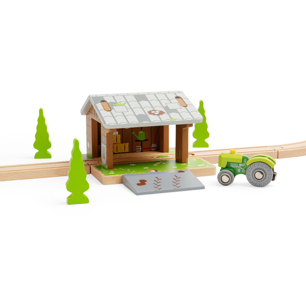 Barnyard Train Tunnel Accessory – Wooden Toy for Farm Railway Sets