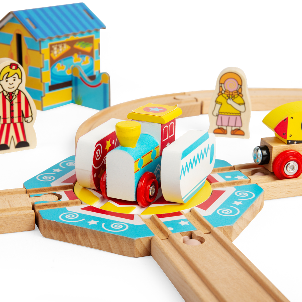 Tea Cup Turntable – Wooden Train Fairground Accessory for Railway Sets