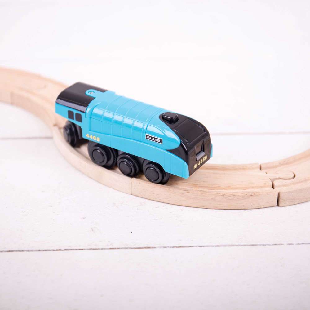 Mallard Battery Operated Wooden Train Engine – Compatible with Railway Sets