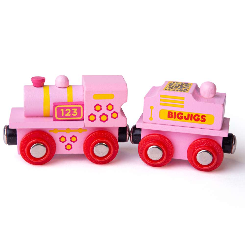 Pink 123 Engine – Wooden Toy Train for Kids, Compatible with Train Sets