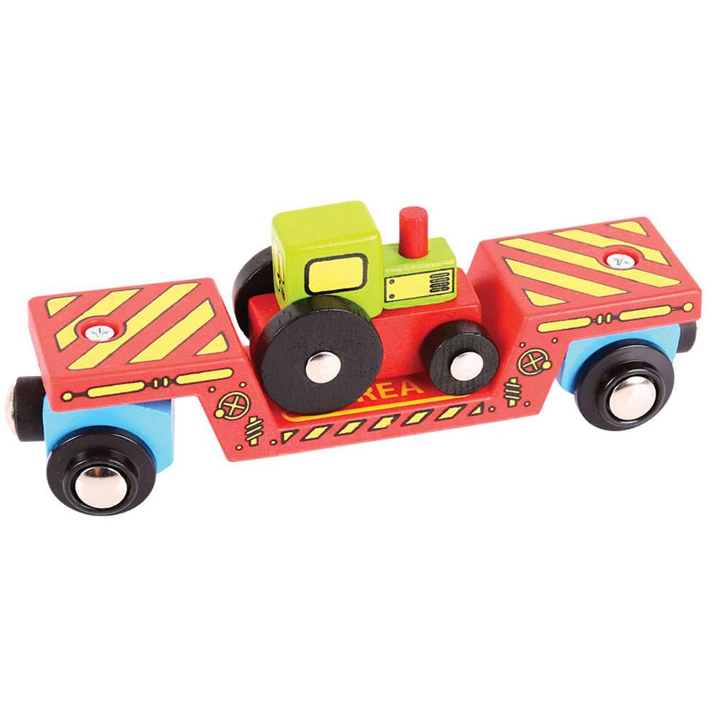 Wooden Tractor Low Loader – Compatible with Wooden Railway Train Sets