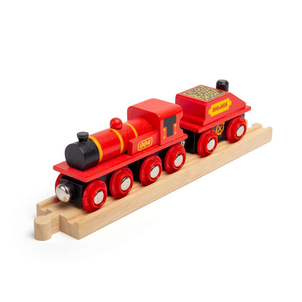 Big Red Engine Wooden Train – Compatible with Wooden Railway Tracks