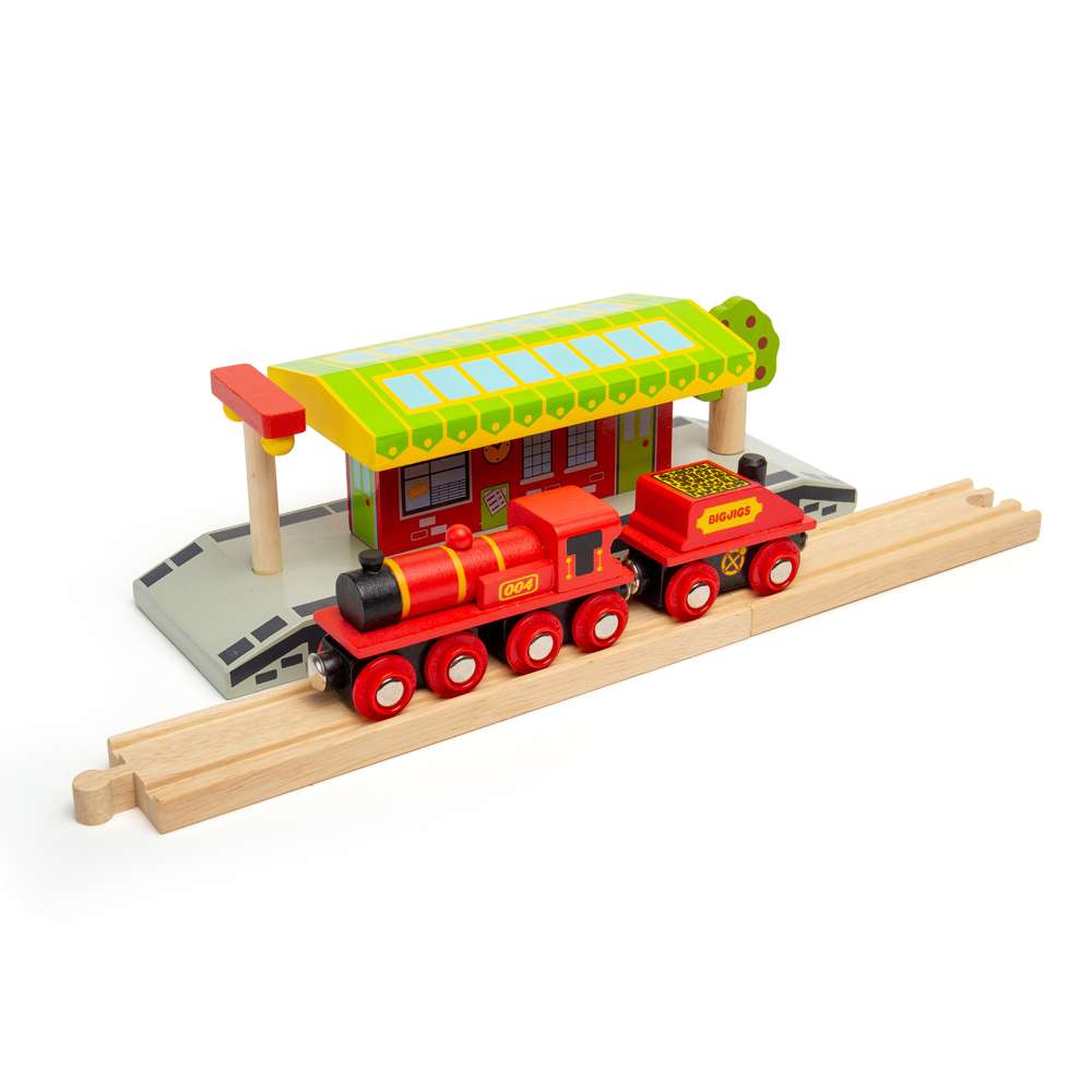 Big Red Engine Wooden Train – Compatible with Wooden Railway Tracks