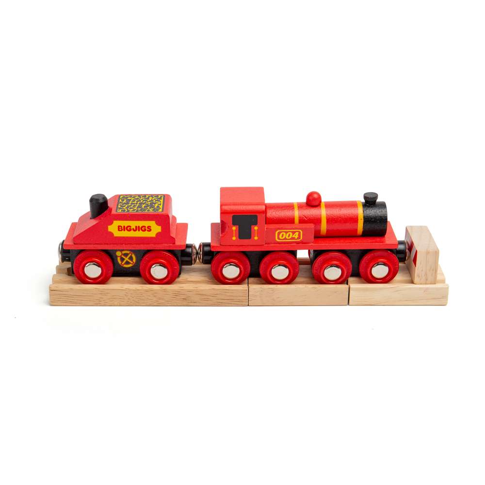 Big Red Engine Wooden Train – Compatible with Wooden Railway Tracks