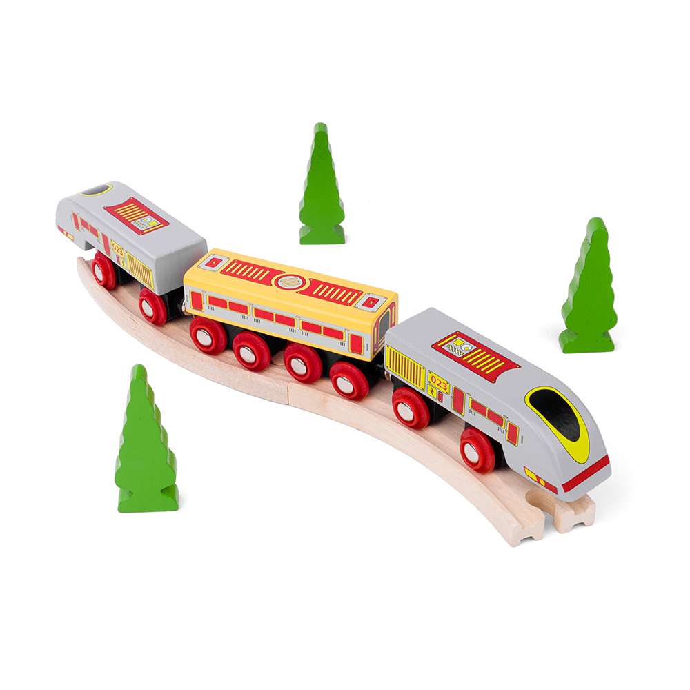 Wooden Bullet Train – Magnetic, Compatible with Wooden Railway Tracks