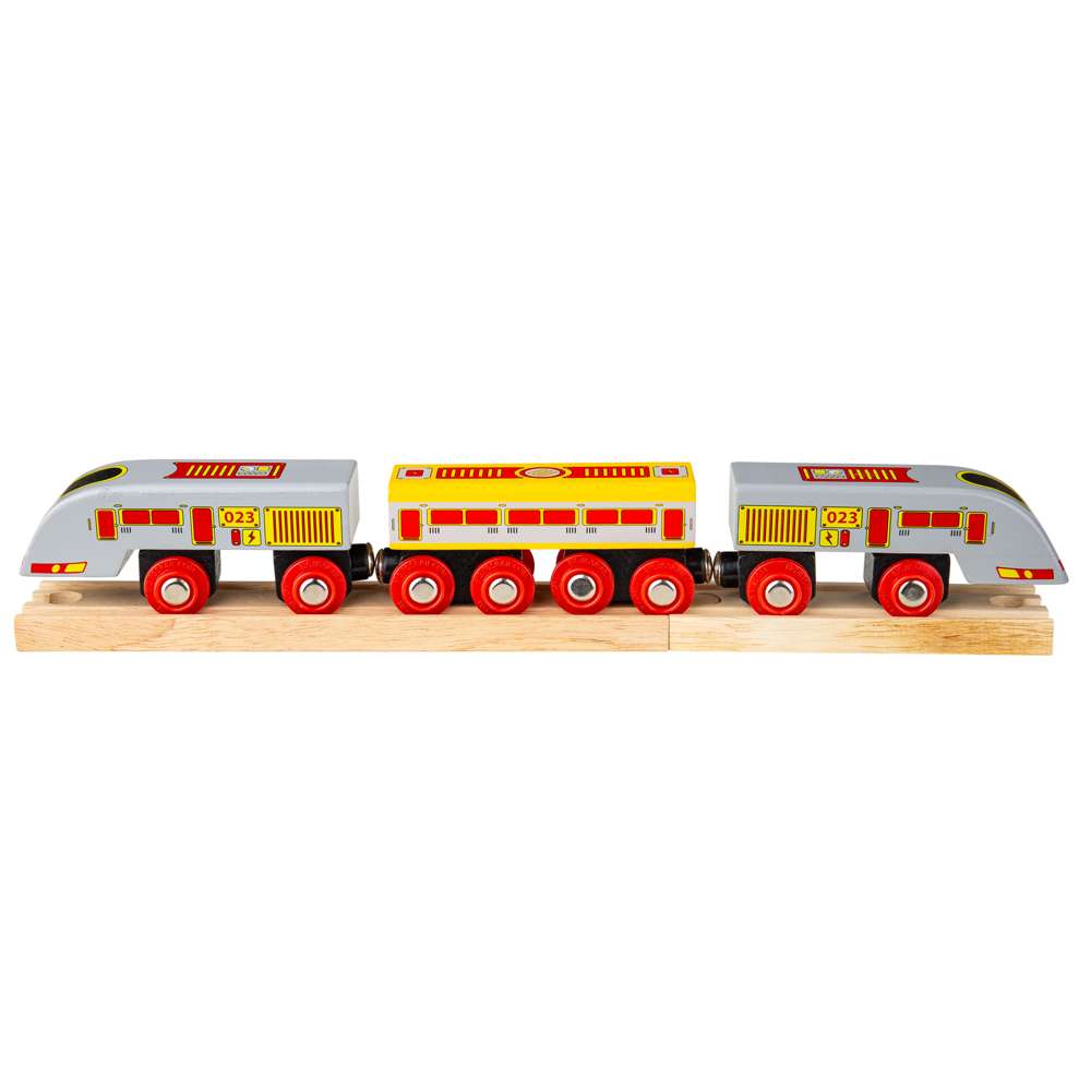 Wooden Bullet Train – Magnetic, Compatible with Wooden Railway Tracks