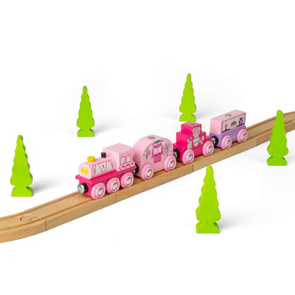 Princess Train – Pink Wooden Toy Train Set for Kids, Compatible with Major Brands
