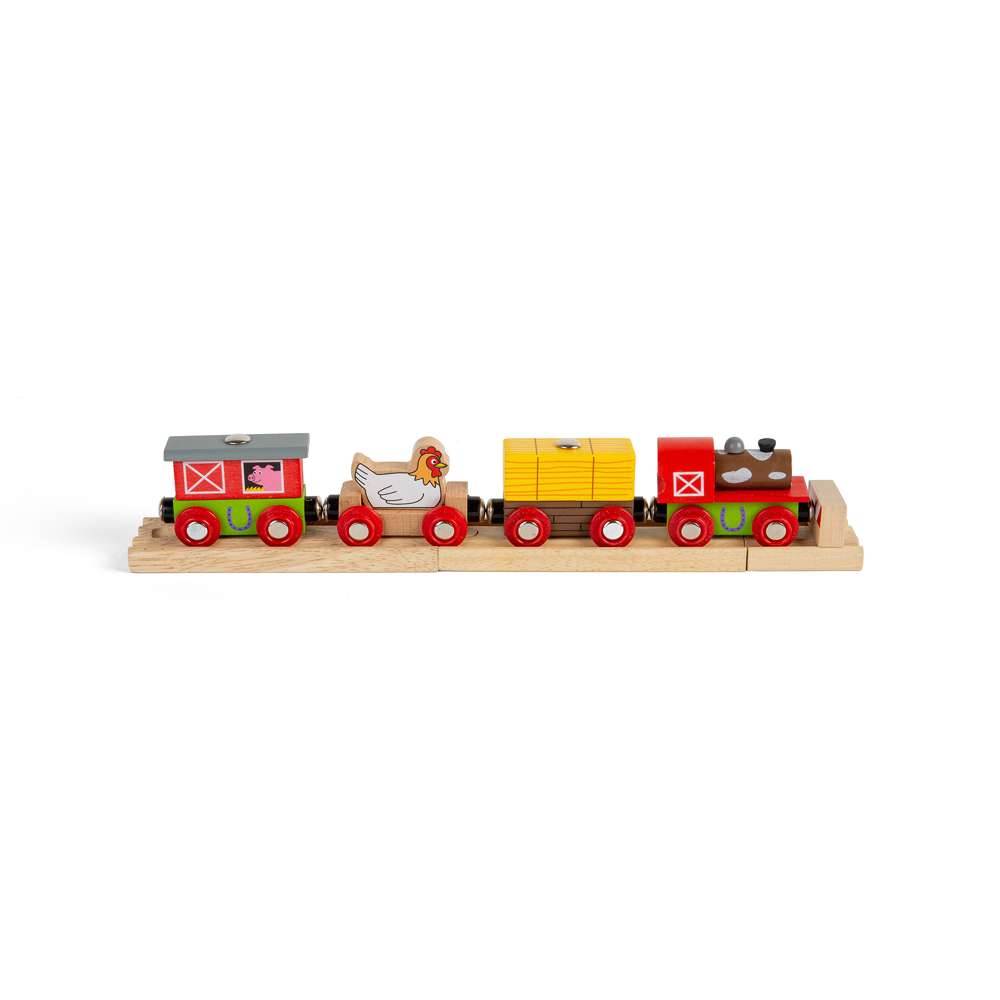 Farmyard Train – Wooden Train Set, Magnetic Carriages, Bigjigs Rail Compatible