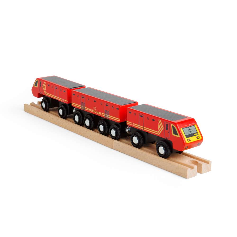 Bigjigs Postal Train – Wooden Mail Toy Train Set with Carriages & Track