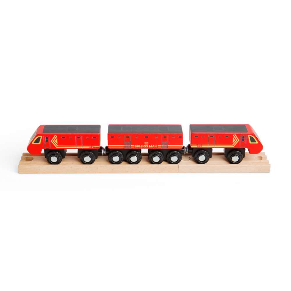 Bigjigs Postal Train – Wooden Mail Toy Train Set with Carriages & Track