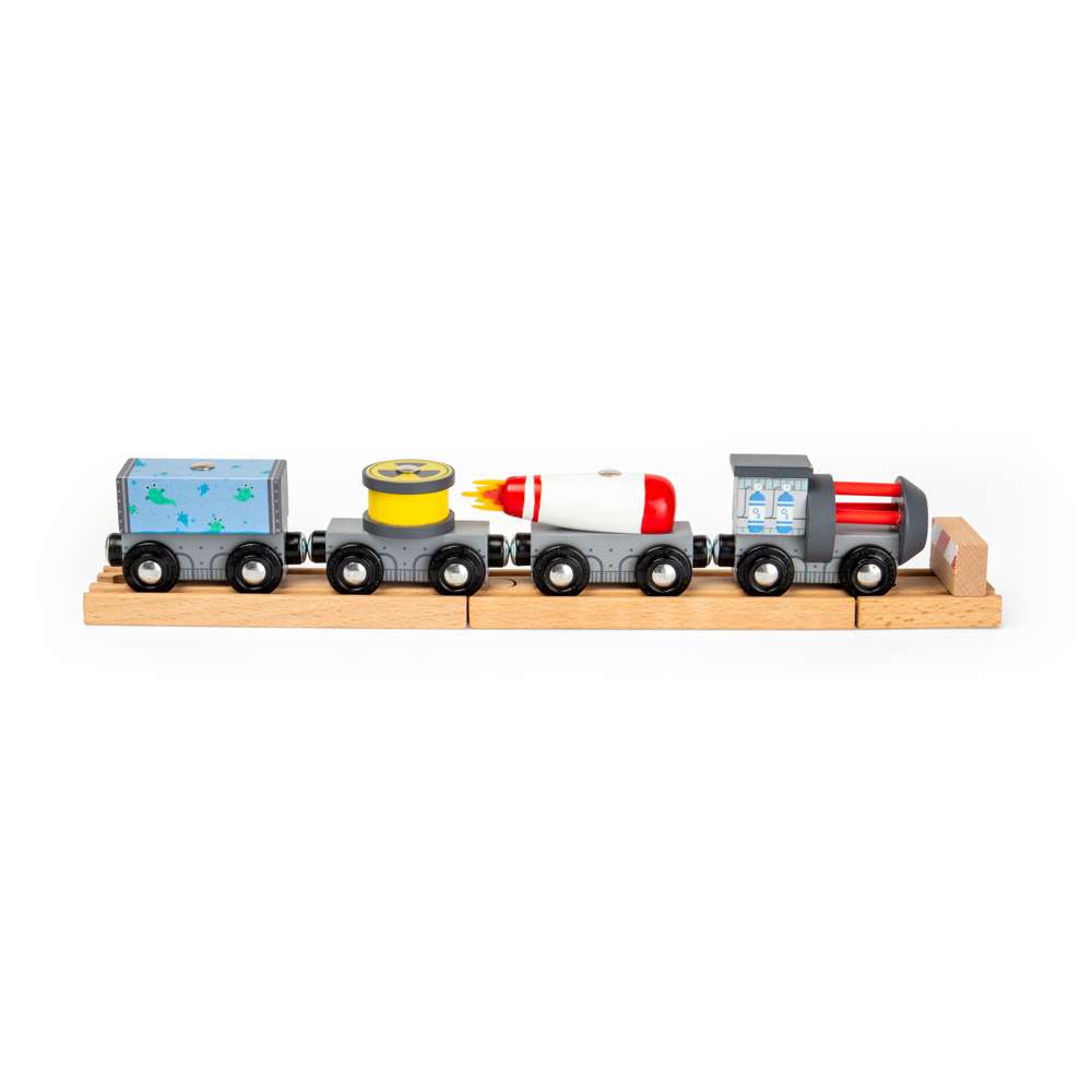 Bigjigs Rail Space Train - 9 Piece Wooden Railway for Kids