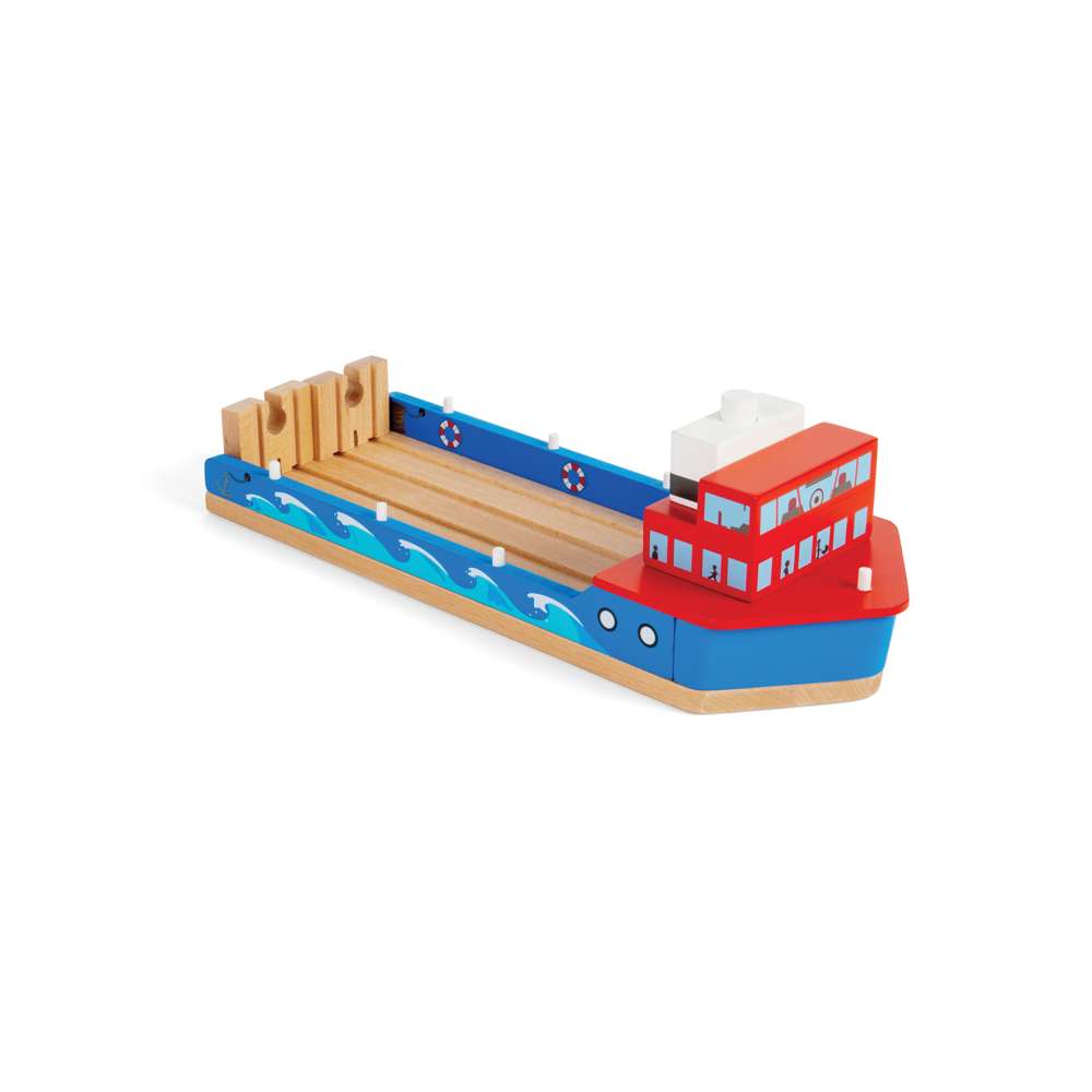 Train Ferry – Wooden Railway Accessory with Folding Ramp for Train Sets