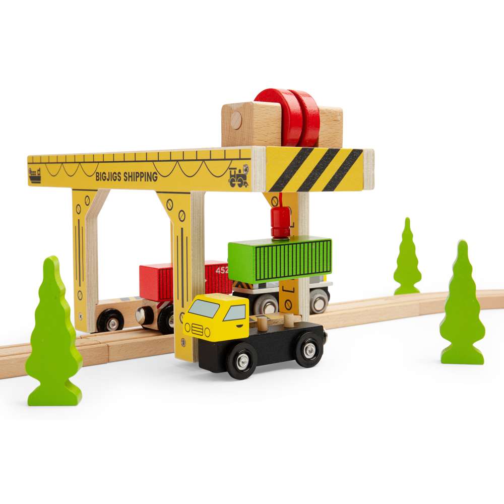 Wooden Gantry Crane Toy for Train Sets – Compatible with Bigjigs Railway