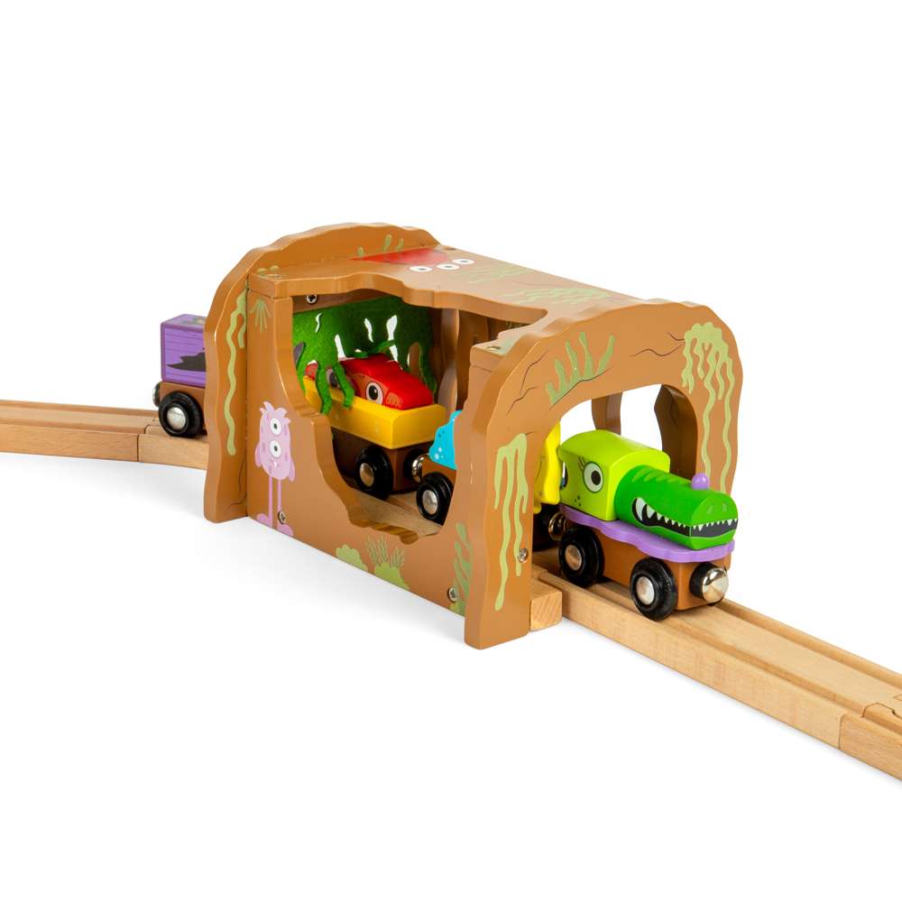 Monster Tunnel – Wooden Train Track Accessory for Kids, Fits Major Brands