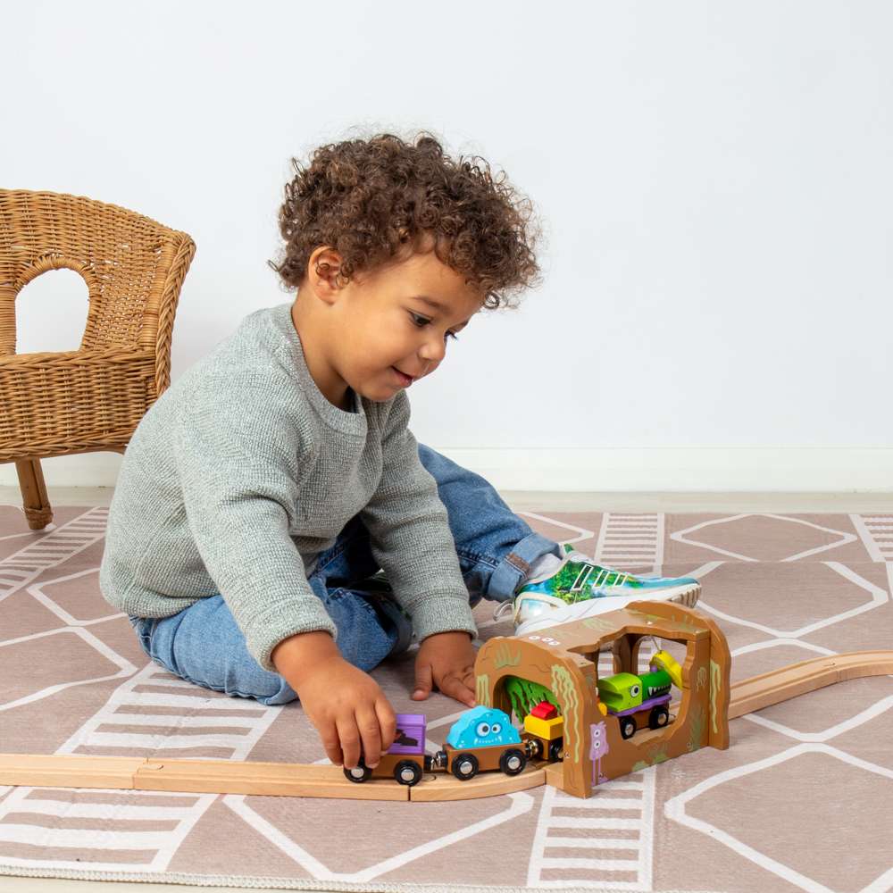 Monster Tunnel – Wooden Train Track Accessory for Kids, Fits Major Brands