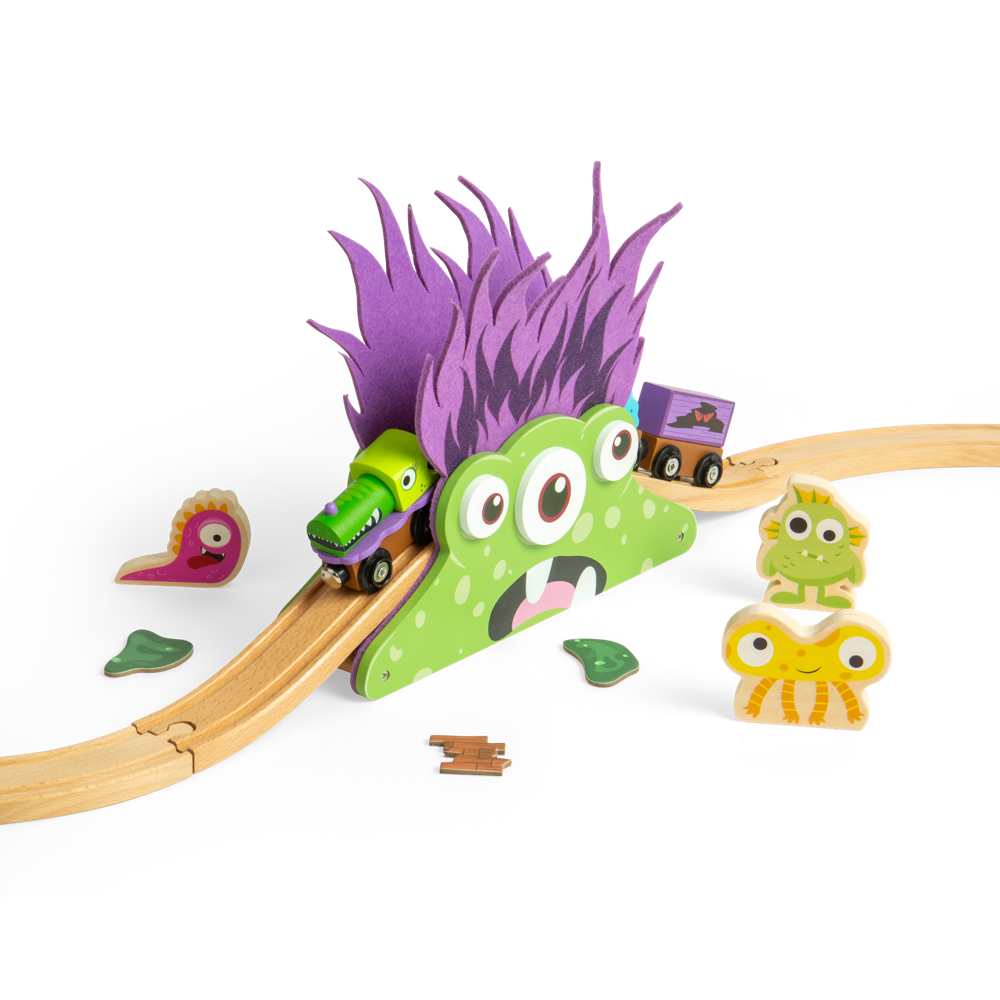 Monster Bridge – Wooden Train Track Accessory for Kids, Three-Eyed Monster Toy