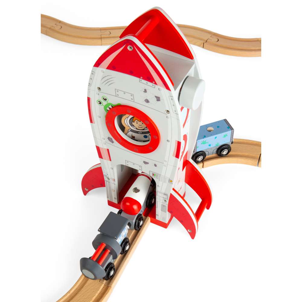 Wooden Rocket Ship - Space Toy for Wooden Train Sets & Railway Track