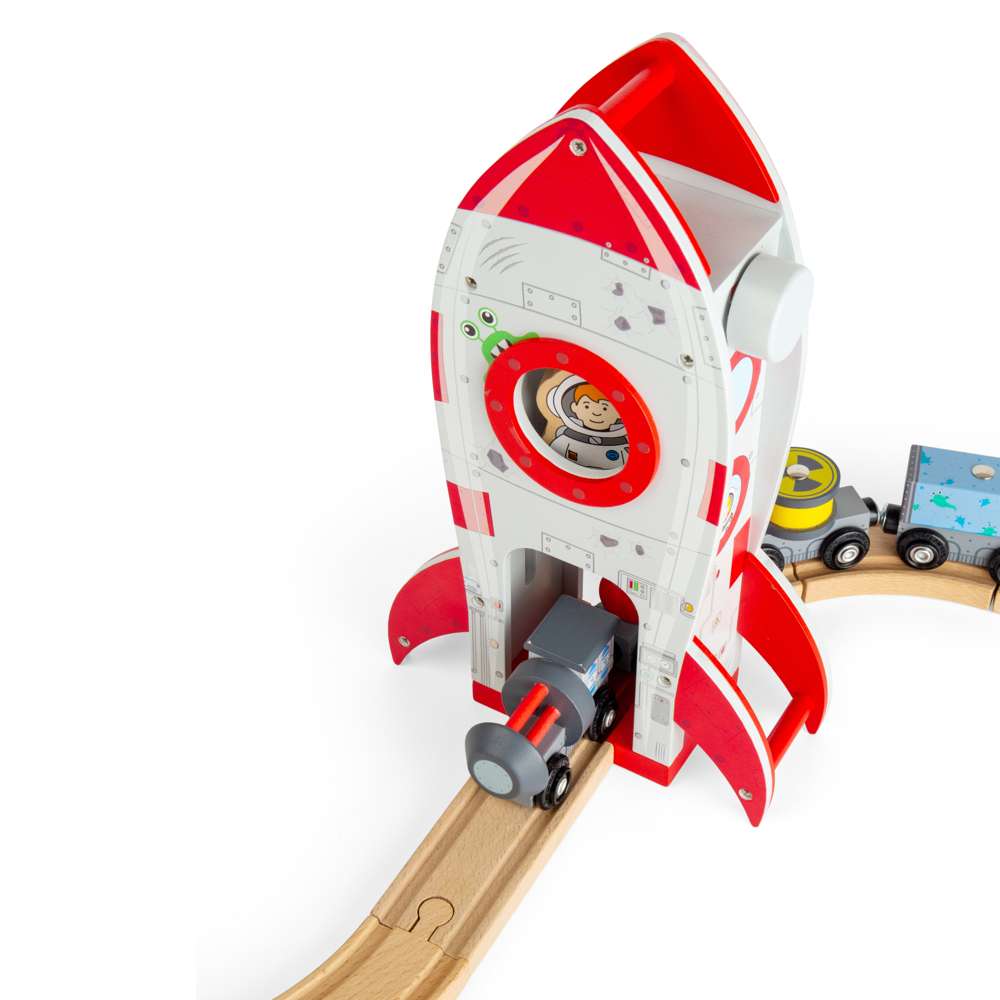 Wooden Rocket Ship - Space Toy for Wooden Train Sets & Railway Track