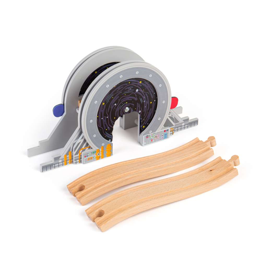 Bigjigs Rail Galaxy Bridge: Wooden Space Train Bridge & Porthole Tunnel
