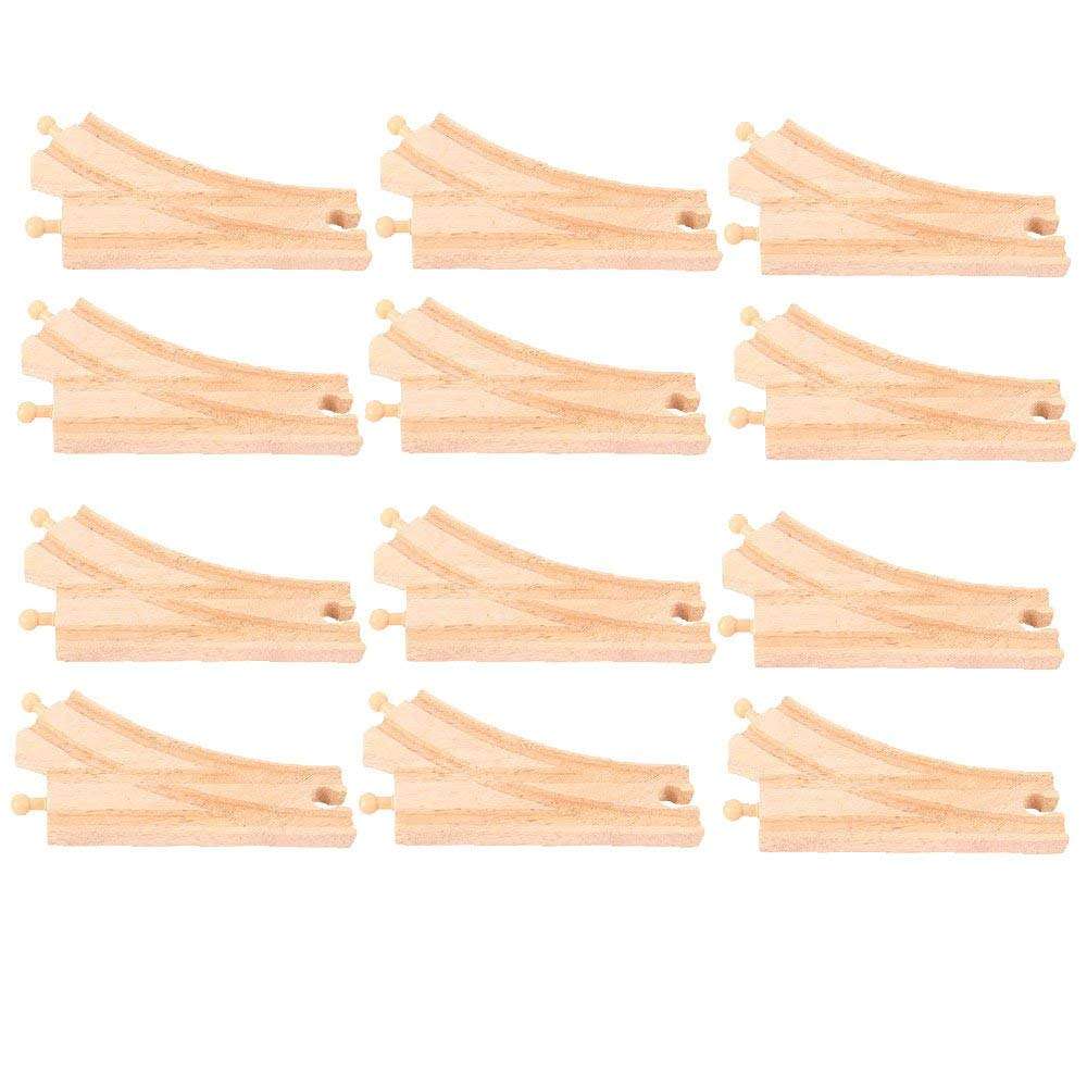 Curved Points Wooden Train Track Set – Compatible with Bigjigs Rail (12)