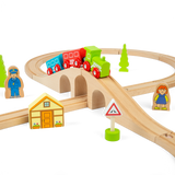 Figure of Eight Wooden Train Set for Kids with Track and Accessories